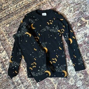 Hanna anderson kid pajama set stars moon halloween christmas size 6-7